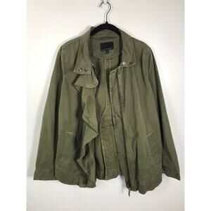 Banana Republic Women’s M Olive Green Ruffle Utility Jacket Zip Fall Military